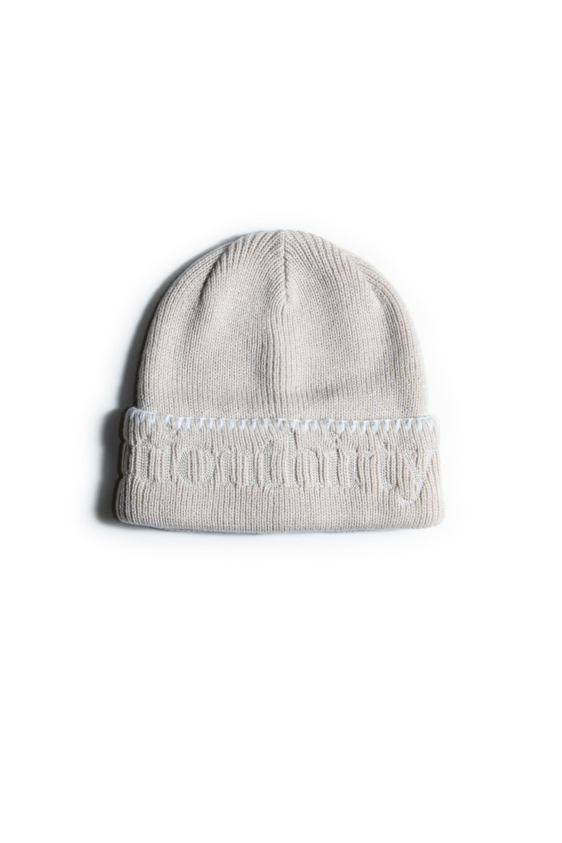 SECTION 35 x 47 Brand Wordmark Beanie - Blanket Stitch Bone